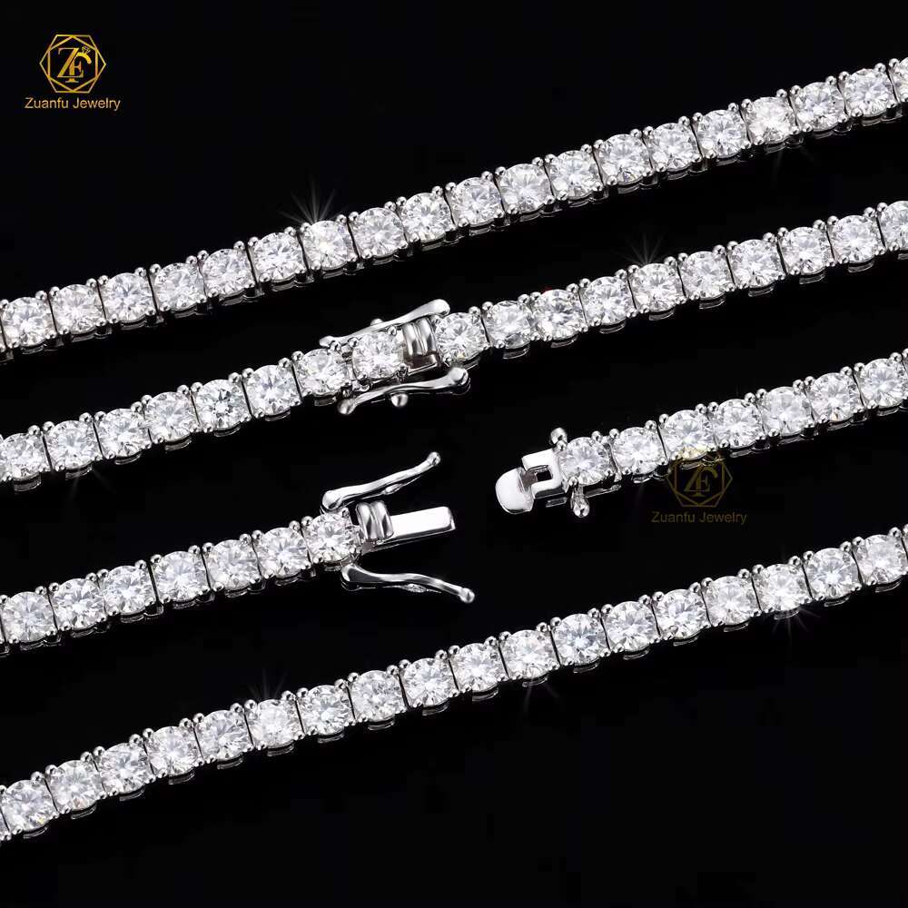 Luxury boutique jewelry 3mm laboratory grown tennis VVS-VS transparent HPHT CVD spark charm necklace 14k gold