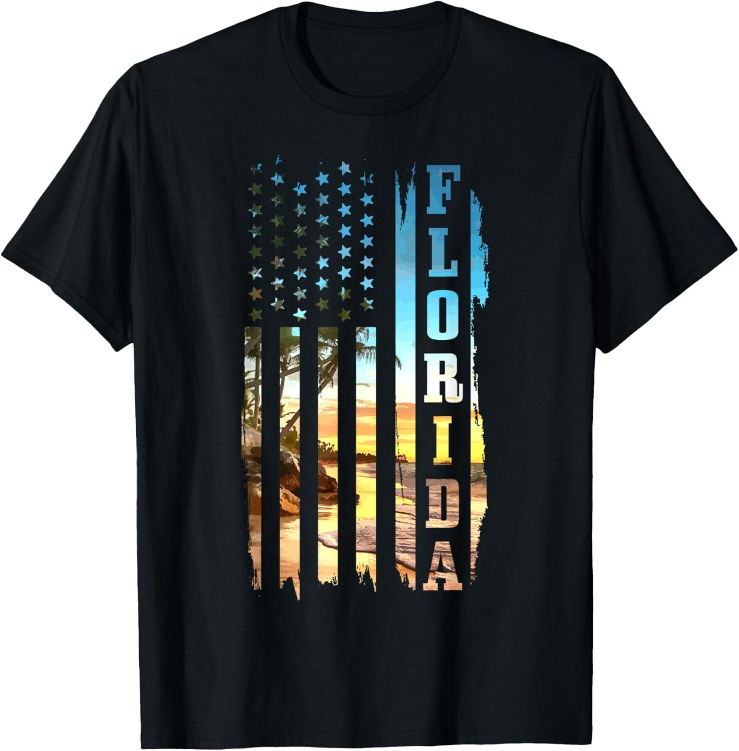 T shirt for Mens Florida American Flag Pride Beach Surfer Patriotic Gift Graphic Tee Casual Tops Clothes Short sleeve