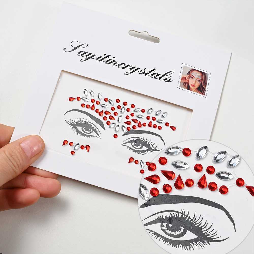 5 pieces of mermaid face jewelry gemstones rhinestones Rave Eyes body temporary stickers crystal face stickers decorative for women and children** W25