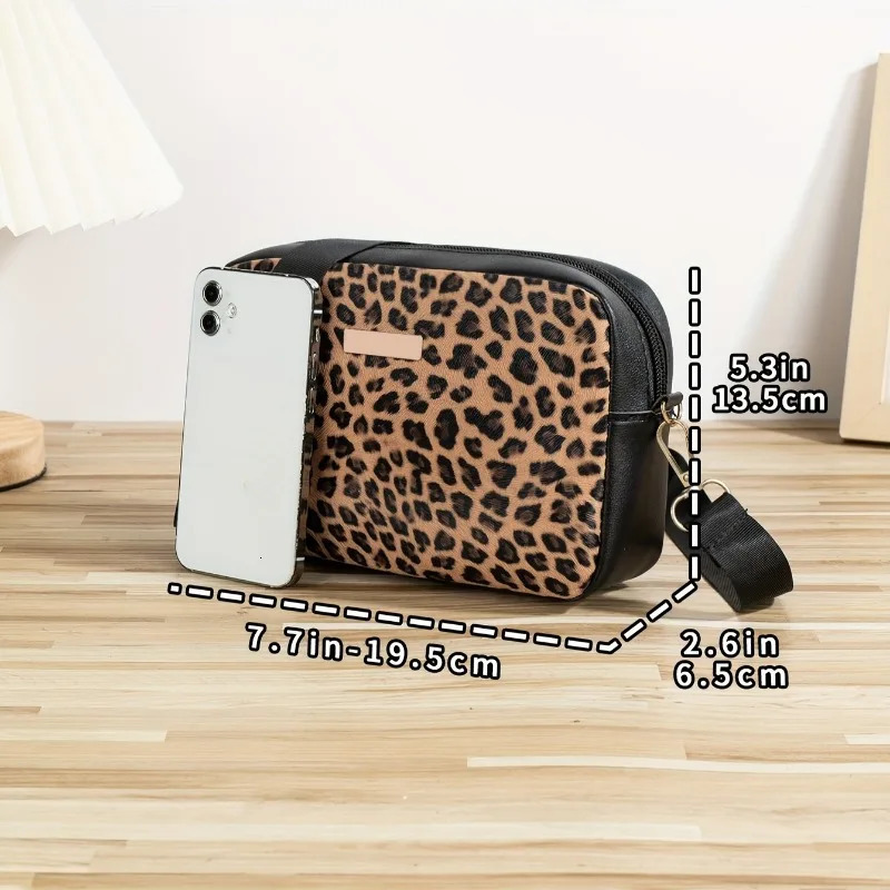Leopard Print Crossbody Bag for Women Fashion Casual Shoulder Lightweight Purse Versatile Office Daily Going Out 251110