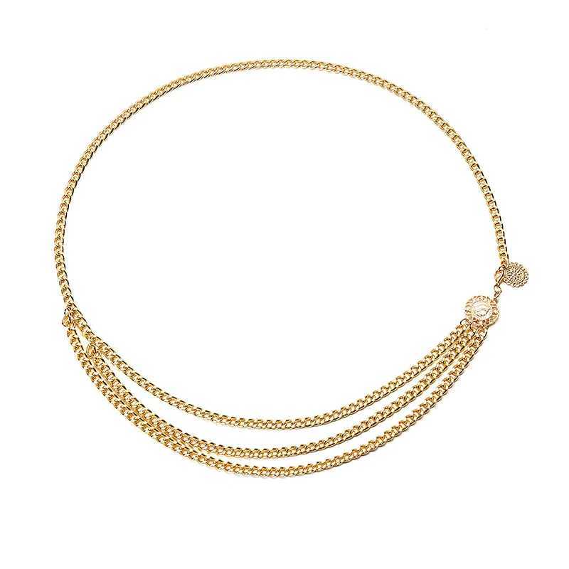2023 new Mti layer chain strap suitable for fashionable gold silver metal high waisted chain dresses womens tassel straps X250410