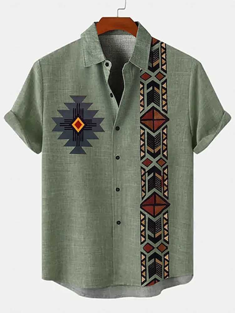 Summer Street Daily Mens Casual Shirt Pool Beach Party Hawaii Retro Style Tribal Printed Casual Short Sleeve Shirt X250410