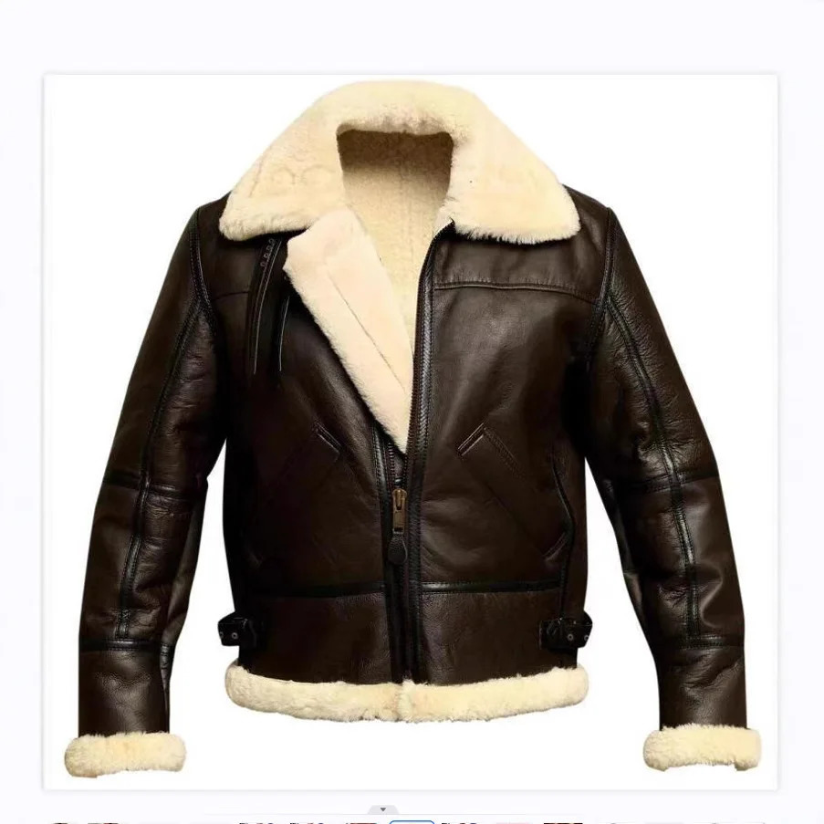 High Quality Leather Jackets Mens Retro True Brown Motorcycle Jacket Man Fur Integrated Leather Jacket Resist the Wind Coats 251105