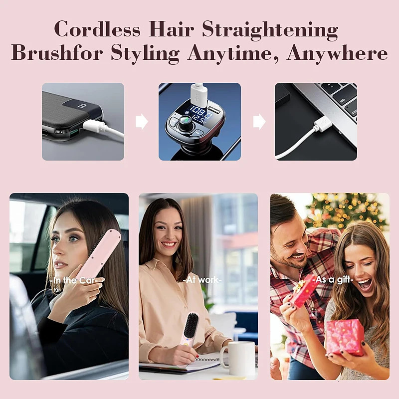 Thermostatic Hair Straightener Comb 3 Levels of Temper Ature Adjustment Quick Heat Straightening Brush 251107