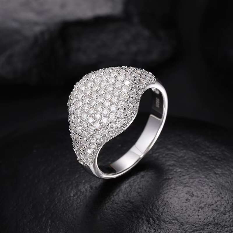 Factory-Made VVS1 D Color Moissanite Silver Jewelry Rings GRA Certified Pass Diamond Tester 925 Unisex Hip-Hop Engagement