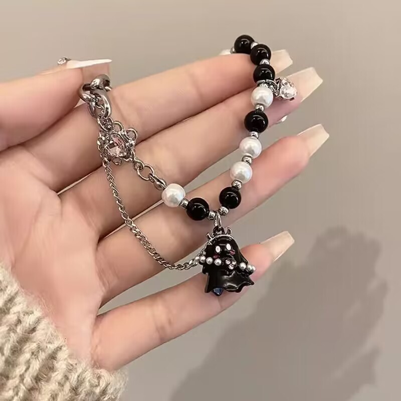 Harajuku Style Black Cross Ring Sweet Cool Designer Ring Spicy Girl Subculture Dark Gothic Niche Tassel Fashion Ring Double Ring