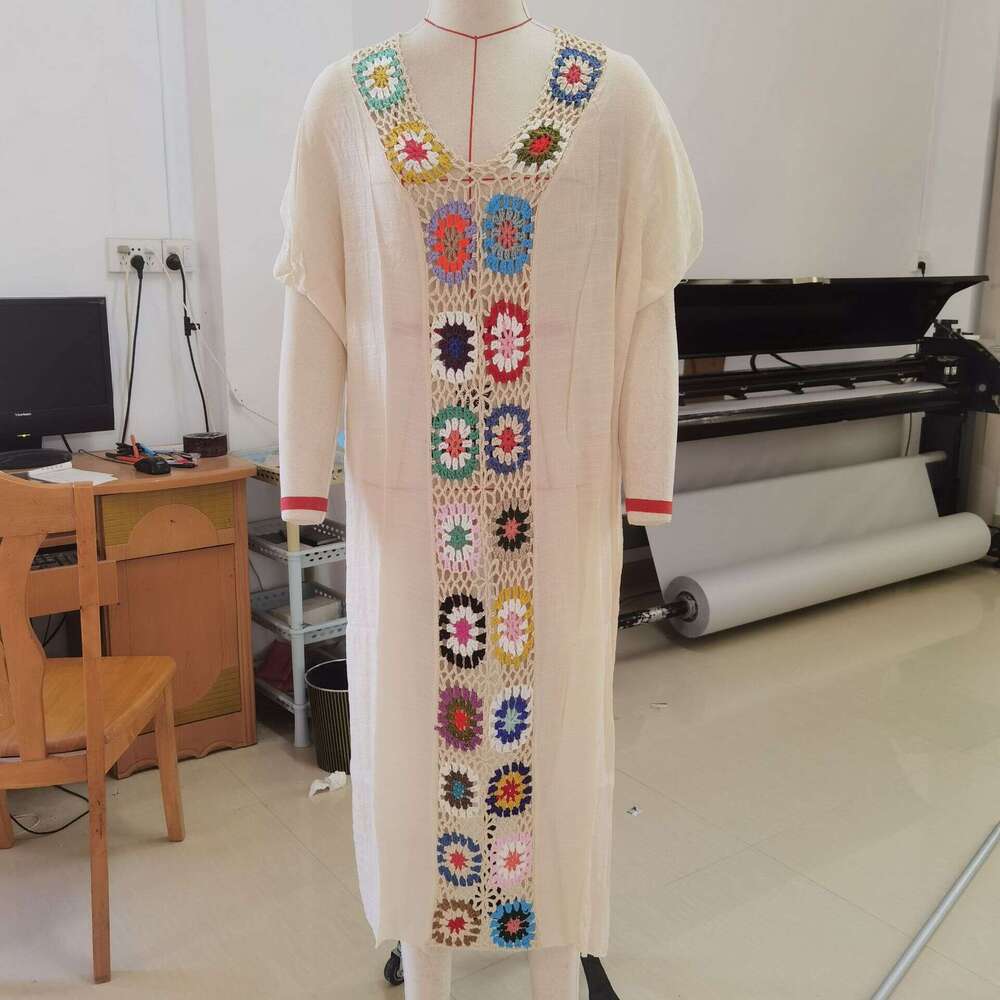 New hand hook wer spliced beach cover, elongated hollow out fashionable loose sun protection long skirt, 2025 new casual fashion trend clothing
