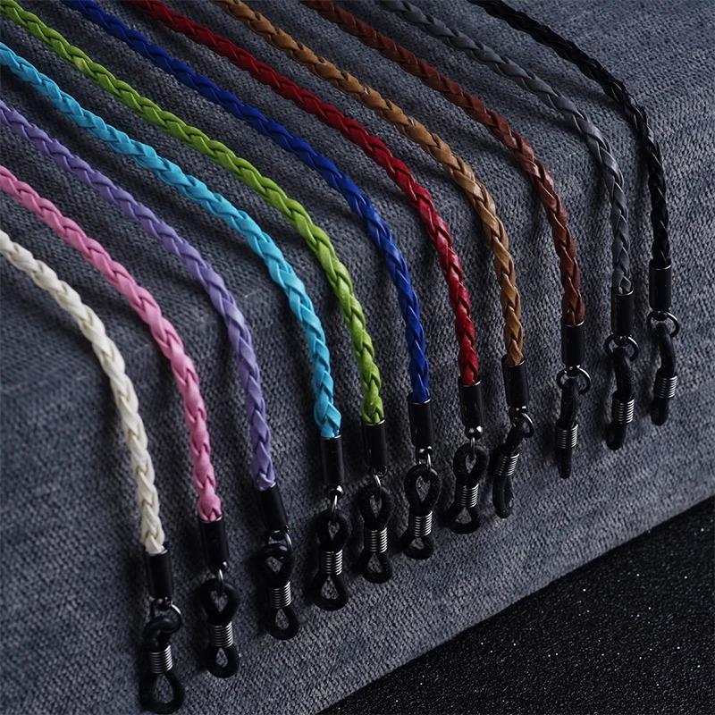 Thick twisted sunglasses leather rope chain glasses woven strap outdoor sports anti slip accessories 250410