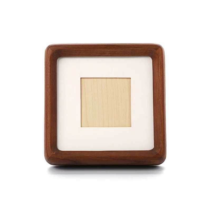 Mini Square Rounded Corner Solid Wood Photo - Black Walnut Display Wall Hanging Picture Frame Home Decor L251110 H260306