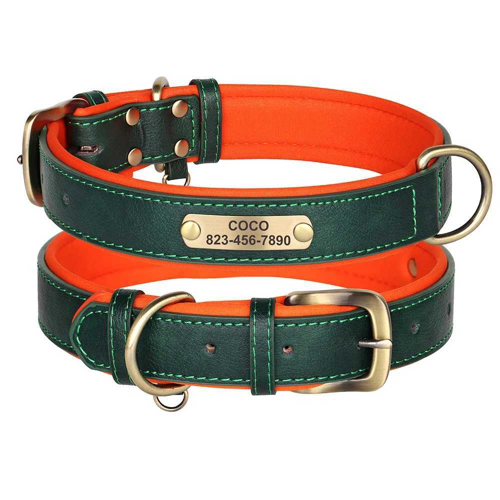 Personalized Dog Collar PU Leather Dogs Collars Free Engraving Pet ID Necklace Soft Padded for Small Medium Large Dogs Pug XS-XL J251110