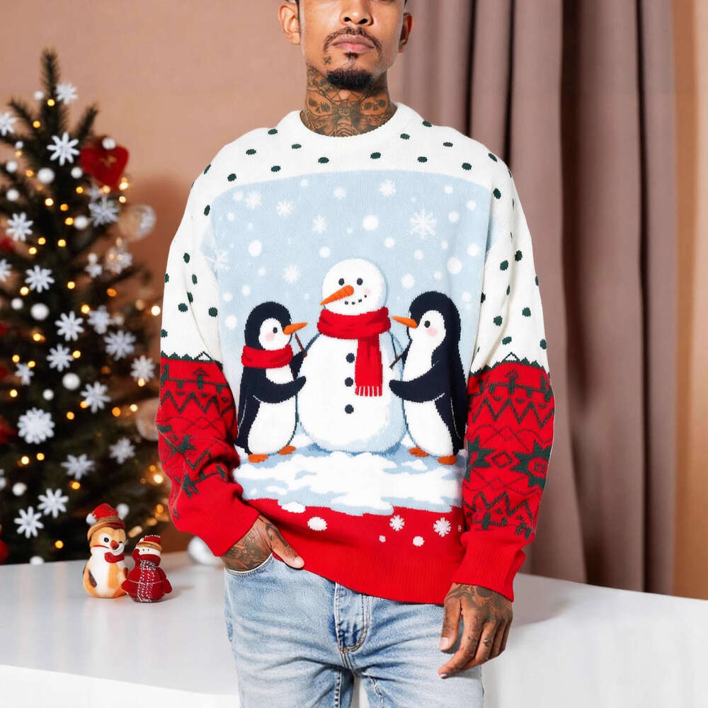 New European and American Cross-Border Christmas Elements Digital 3D Print Men's Crew Neck Casual Fashion Sports Sweatshirt