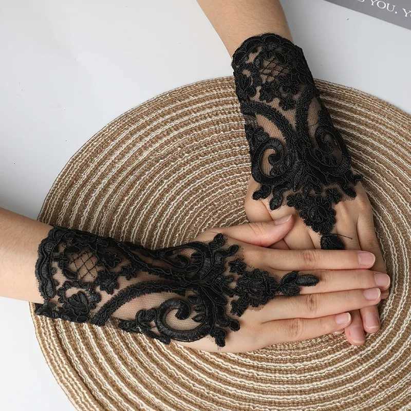 Wedding Fingerless Gloves Women Lace Black White Gloves Bride Long Gloves Elegant Mittens Accessory HLST01 L251110