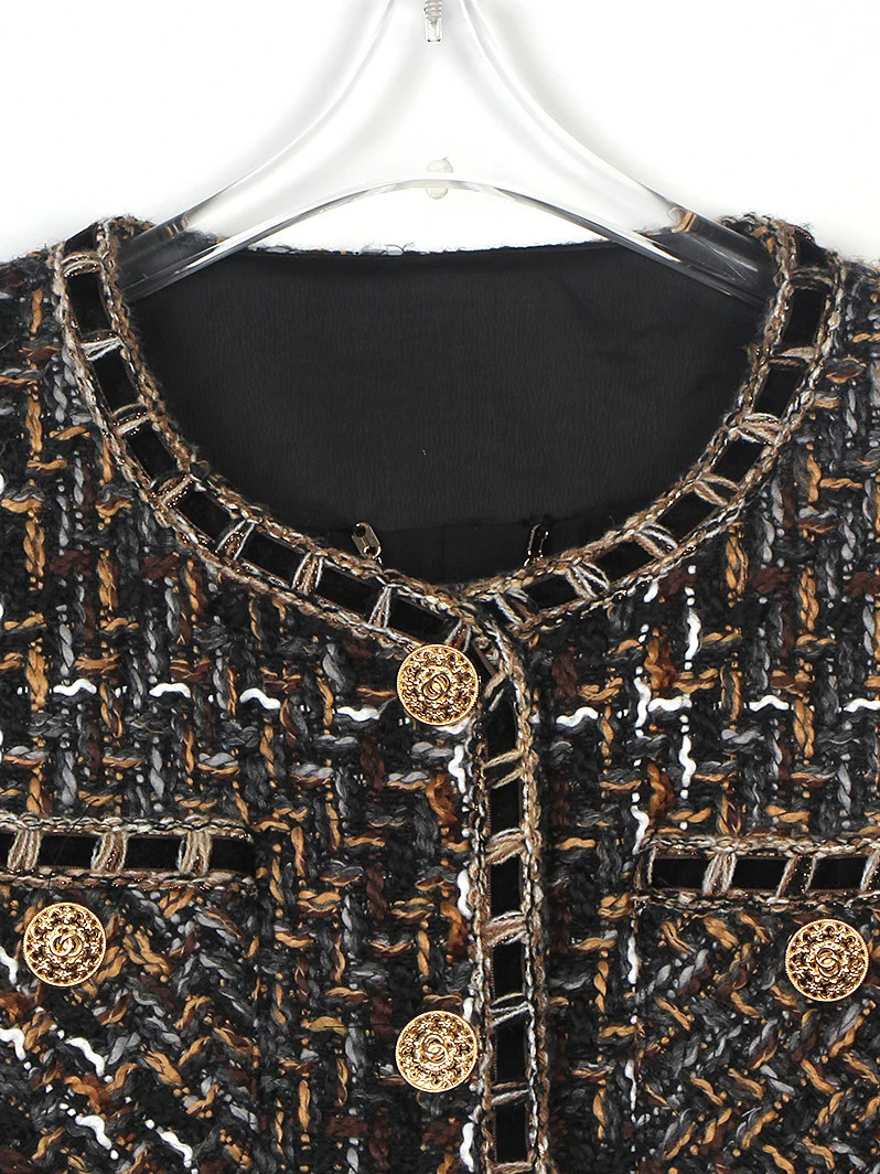 style fashionable and elegant Roman holiday upgrade version of Liu Shishi the same small fragrance retro tweed jacket 251110