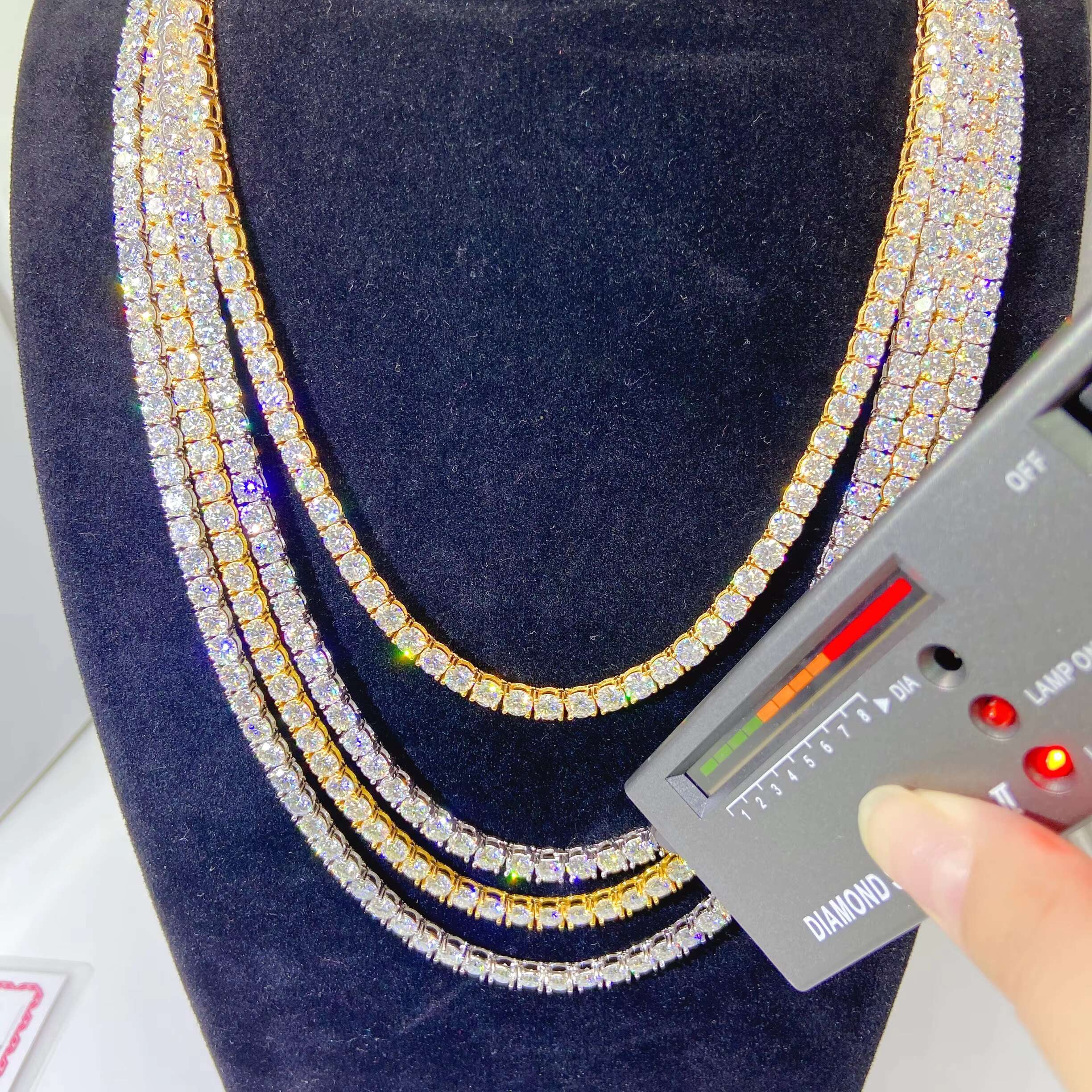 5MM Width Iced Out VVS Moissanite Diamond Sterling Silver S925 Necklace Hip Hop Chain Tennis Chain