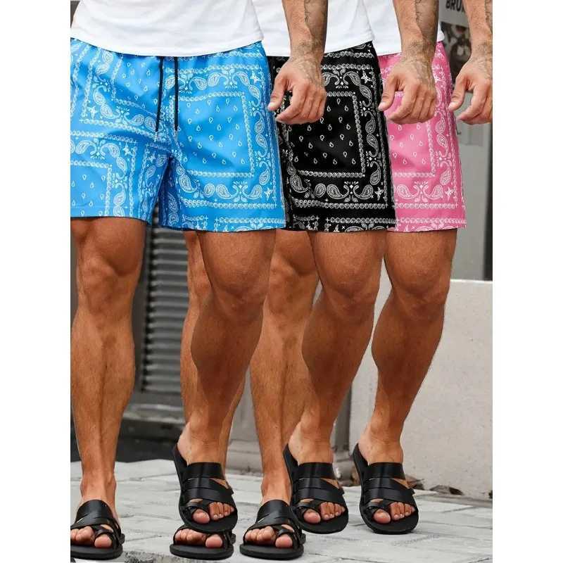 Mens Bohemian Waist Shorts Paisley Printed Summer Beach Shorts High Quality Mens Plus Size Sports Shorts X250410