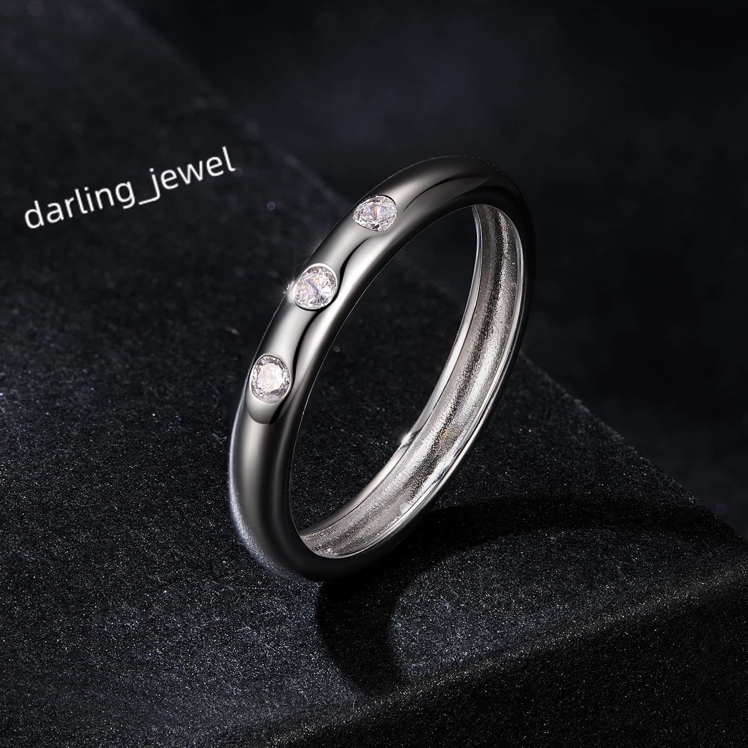 Wholesale Simple and Versatile 925 Sterling Silver Plated Platinum Light Luxury Ring Jewelry Mosang Stone Ring for Women