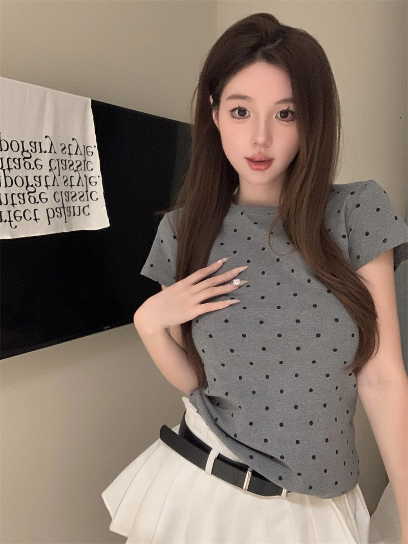 2025S Designer Women S T Shirt Polka Dot Round Neck Sleeved T Shirt For Women S Summer Short Slim Fit And Slimming Effect Paired With Casual Student T