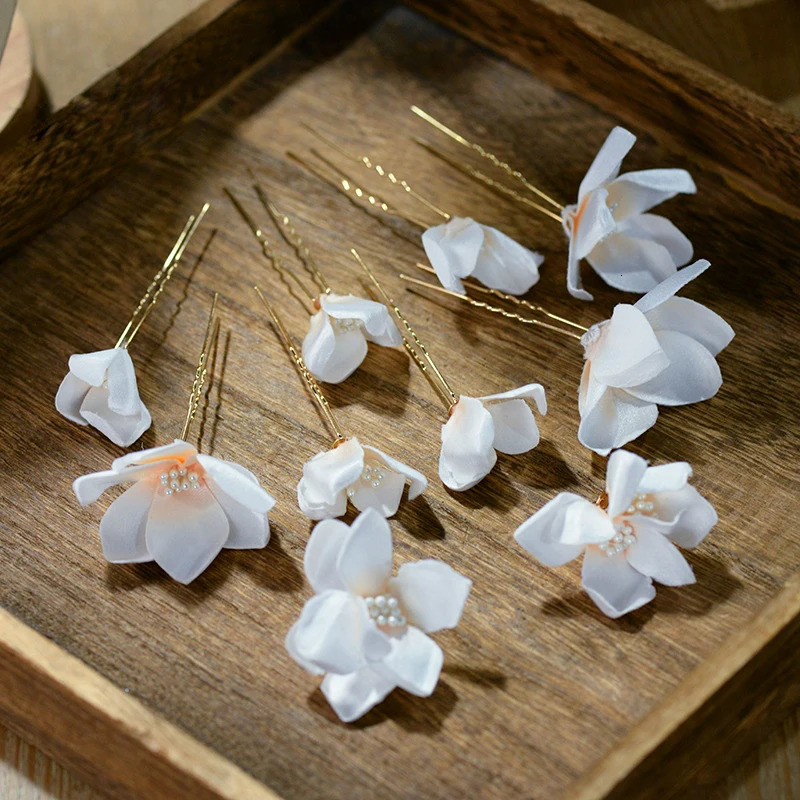 8 cute female floral bridal hair with earrings handmade hair clips wedding hair accessories 250409