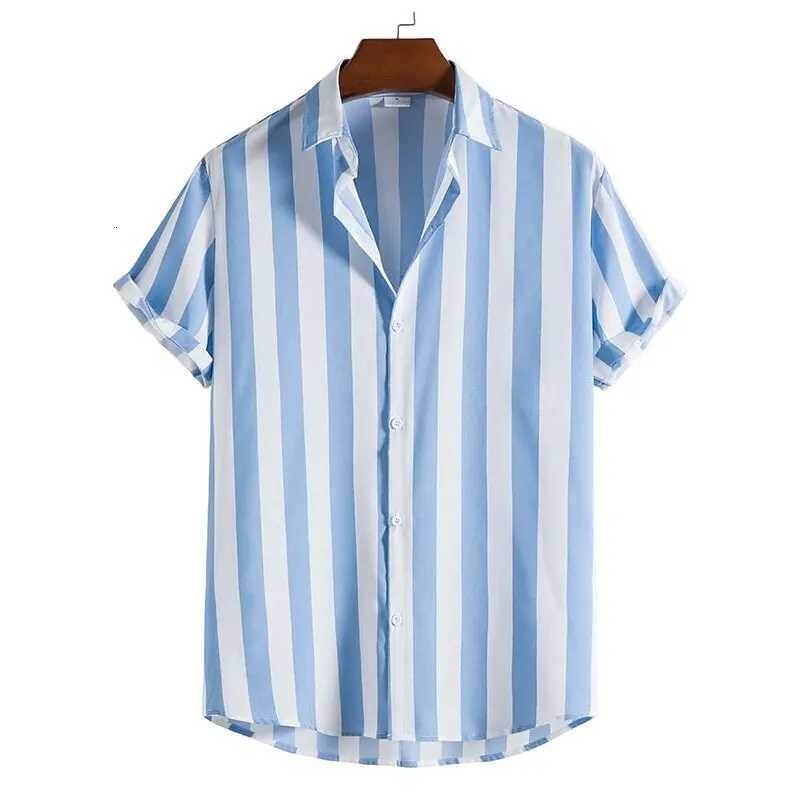Striped Simple mens Shirt Casual Loose Lapel Cardigan Top Large Size mens short-sleeved Shirt high-end Comfortable And Simple K251110