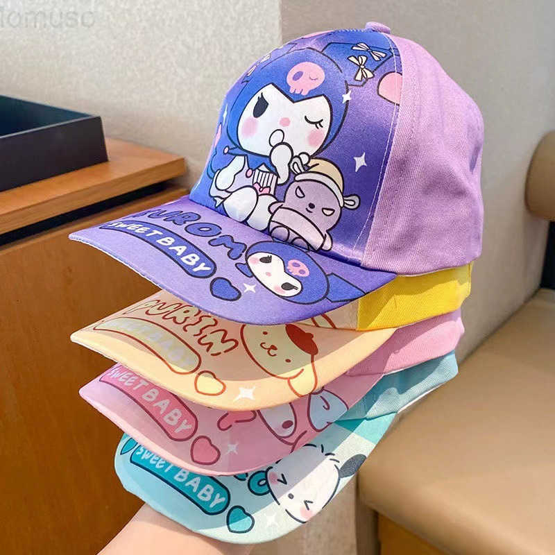 Sanrio Childrens Hat Spring Summer Cartoon Sun Hat Boys and Girls Baseball Cap Kuromi Duckbill Cap Little Girl H251110