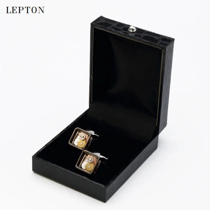 est Square Steampunk Gear Cufflinks Watch Mechanism Gear Cufflinks for men Formal Business wedding cuff links Relojes gemelos 250409