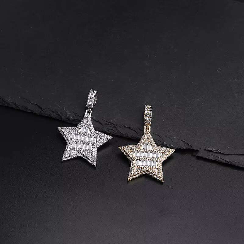 Wholesale Hip Hop Jewelry Zircon Brass Star Pendant