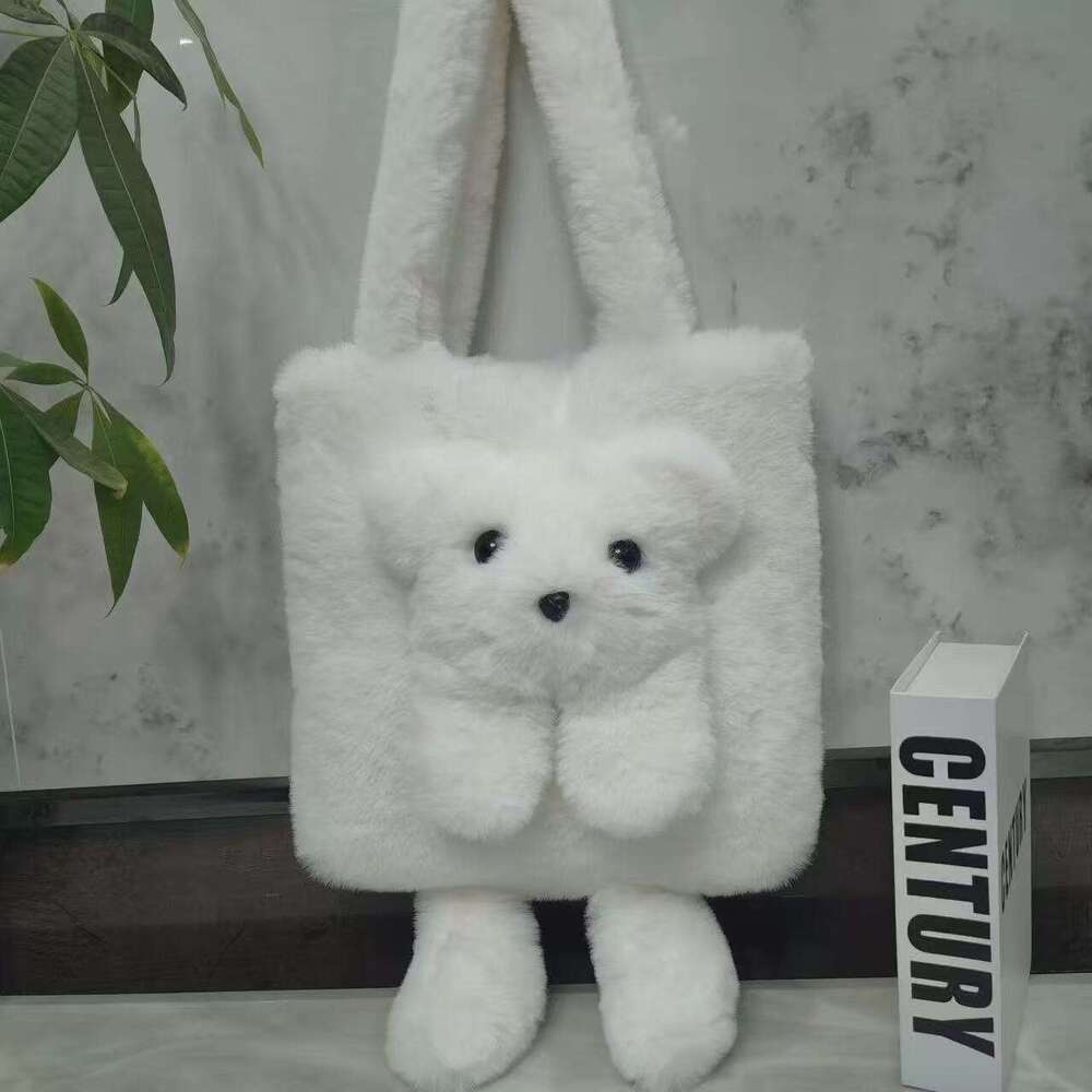 Women Handbag Cross Border New Tote Faux Rabbit Fur Women S Bag Fashion Simple Shoulder Bear Girly Handbag