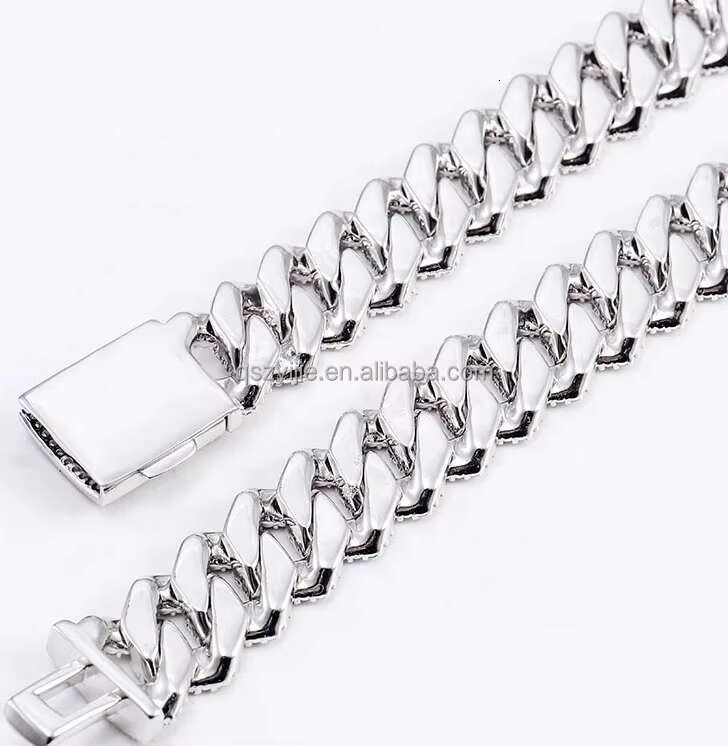 S Sier Iced Hip Hop Jewelry 15mm Tested with D VVS Silica Cuban Chain Necklace
