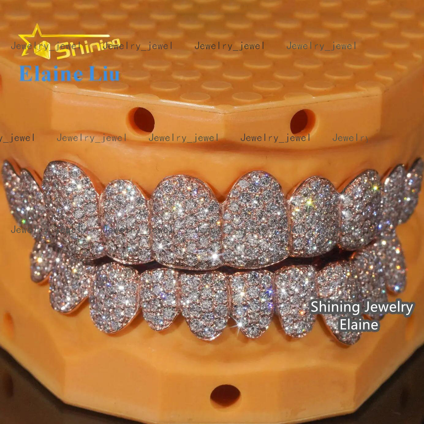 Custom Silver 10k 14k 18k Real Gold Grillz Lab Grown Diamond HPHT Vvs Moissanite Natural Diamond Hip Hop Iced Out Grillz