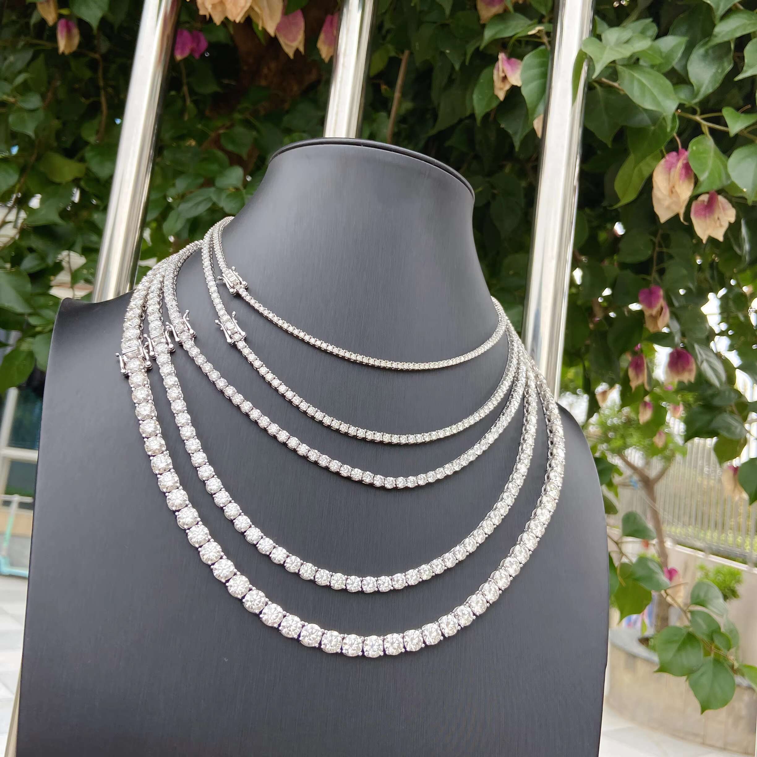 Customize 2mm 3mm 4mm 5mm 6.5mm 7mm 7.5mm 8mm Silver S925 Bracelet Necklace VVS Moissanite Diamond Luxury Tennis Chain