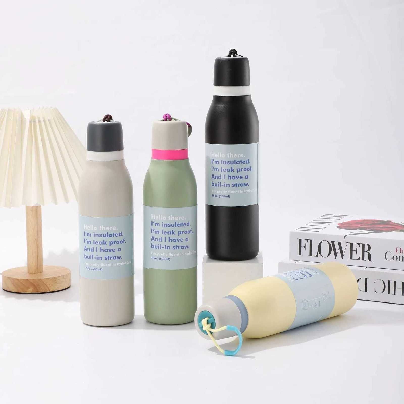 Fashionable cup aron Double-Layer Stainless Steel Vacuum Insated Travel Straw Cup Portable Outdoor Fashionable Simple Design with Rope Y251110