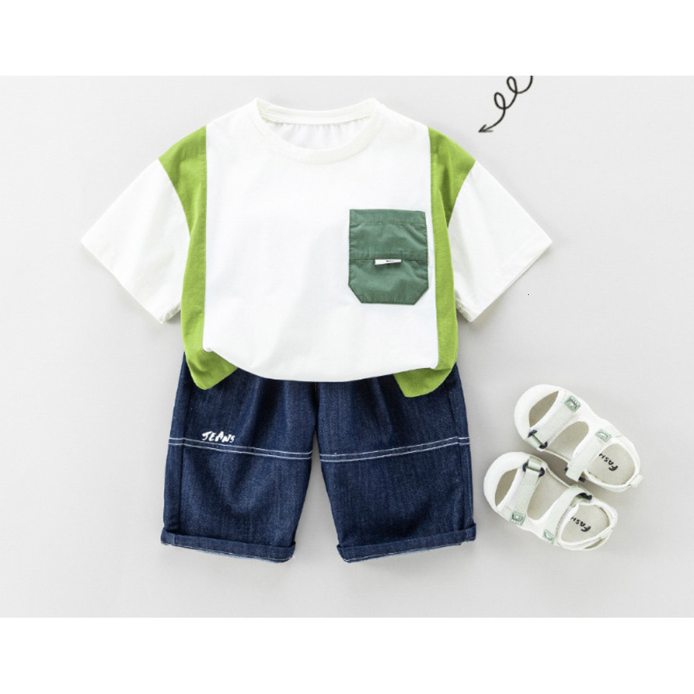 GS- Ddmyshoesvip Boys T Shirts New Styles Short Tops Children S Contrasting Colors Versatile Half Sleeved Clothes Summer Bottoms Trendy A