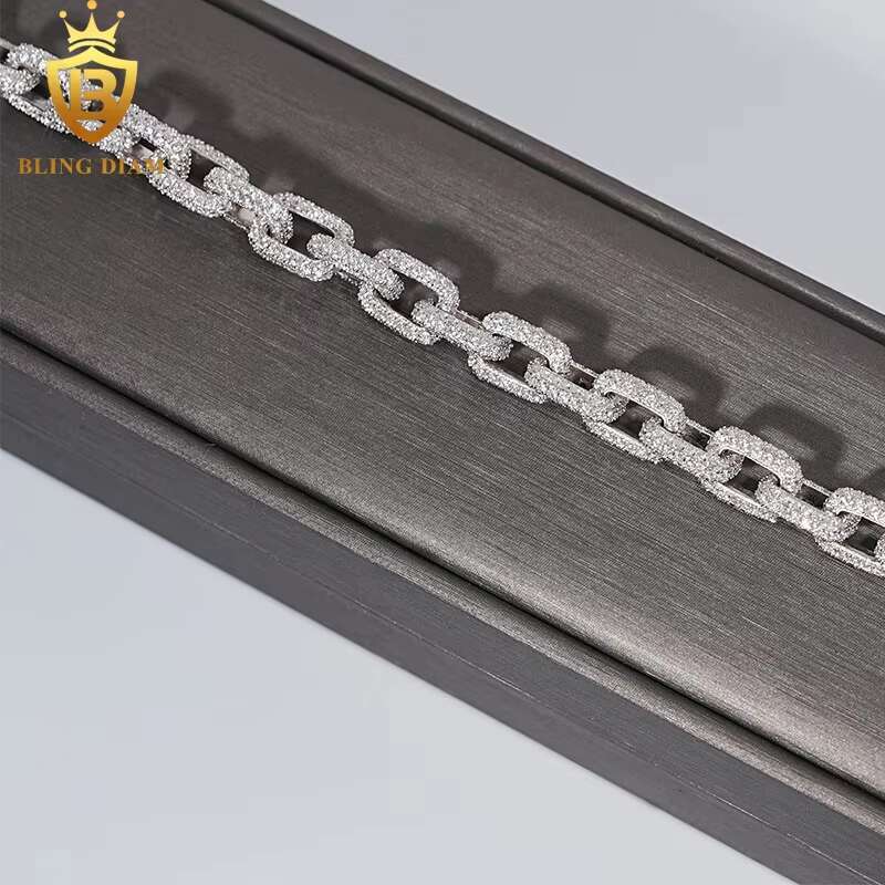 8.2mm Hip Hop Jewelry 925 Silver Iced Out Moissanite Pass Diamond Tester Cuban Link Chain Bracelet for Men