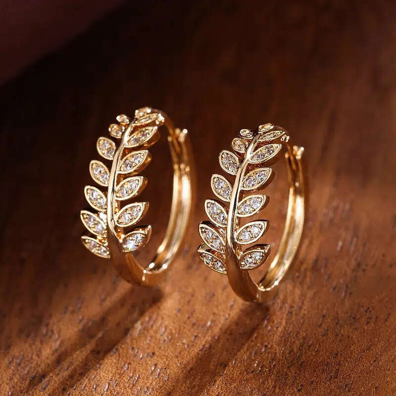 Wholesale/Retail Trendy Flower Series Exquisite Ear Buckle Leaves Olive Branches Leaves Micro Inlaid Zirconia