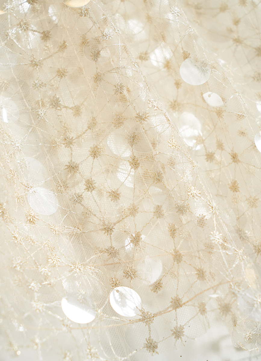 Women's Beige Large Sequin Scoop Neck Sleeveless Top, Flared Silhouette Party Blouse