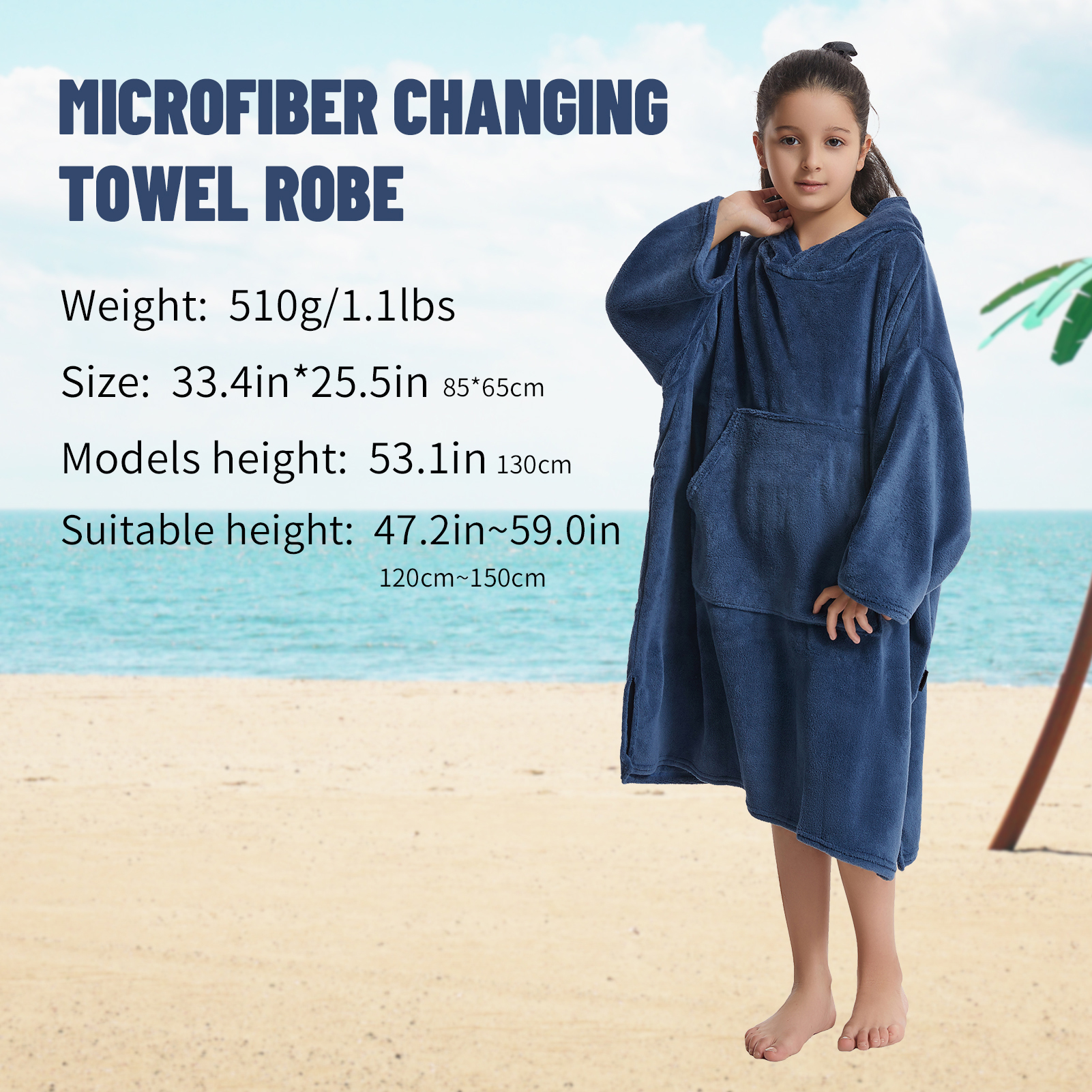 Kids Hooded Swim Towel Poncho Quick-Dry Soft Absorbent, Thick Lightweight Long Sleeve Cover-Up for Beach Pool Surfing Swimming, Kids Swimming Accessor