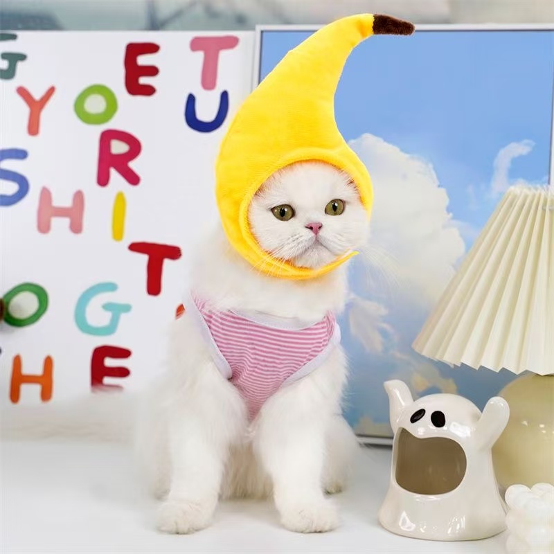 Pet sunflower hat, dog and cat banana headdress, tiger headgear. Teddy and French bulldog supplies. Manufacturer wholesale.