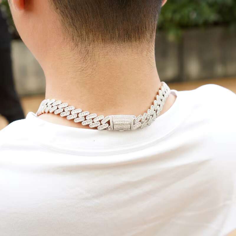 Moq 1pcs Pass Diamond Tester VVS Moissanite Chain 925 Sterling Silver 14mm Moissanite Cuban Luxury Hip Hop Fashion Jewelry