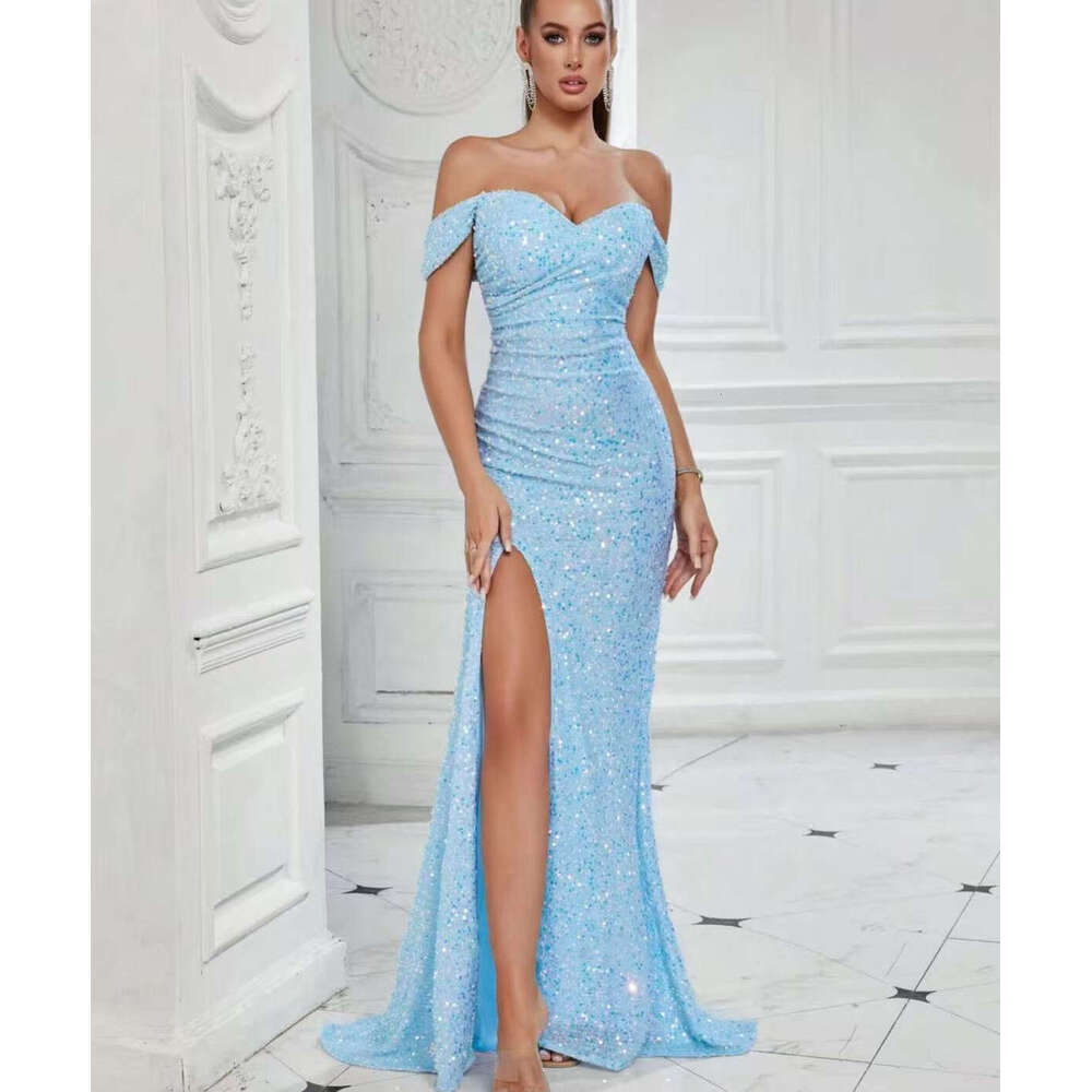 New Sequin Slit Women's Casual Fashion Party Gown Long Mermaid Night club maxi dress SEXY DRESSES FOR WOMEN