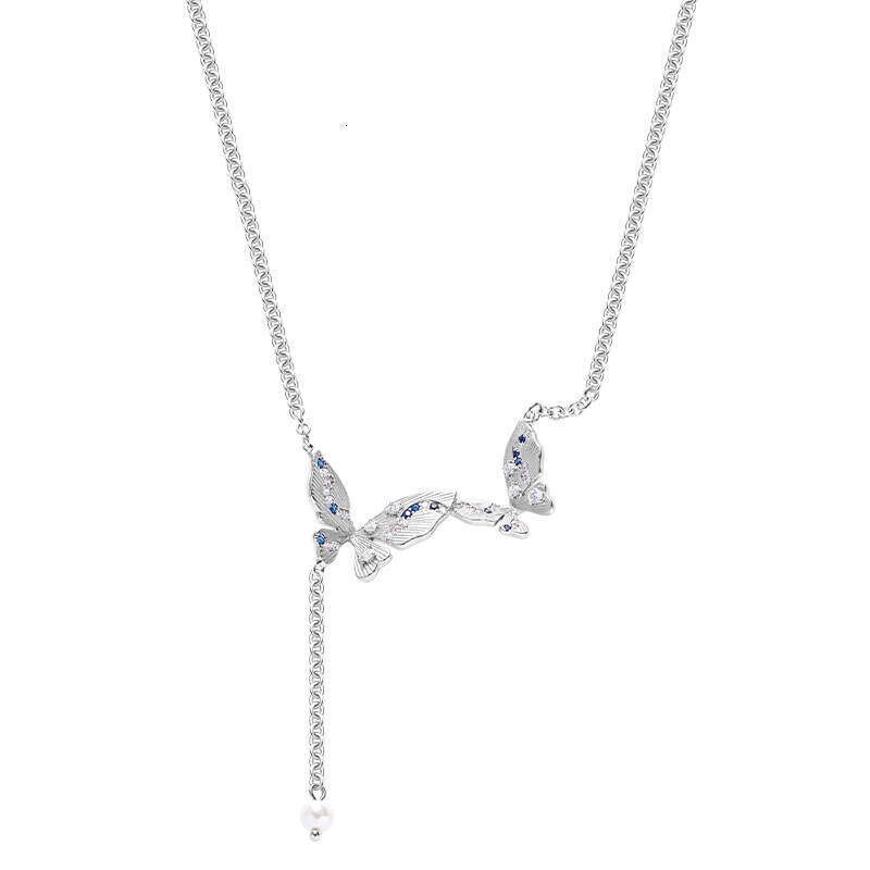 Butterfly Necklace for Women, Exquisite Versatile High-End Colorful Zircon, Light Luxury Fashionable Temperament Sweet Cool Style Original Collarbone 