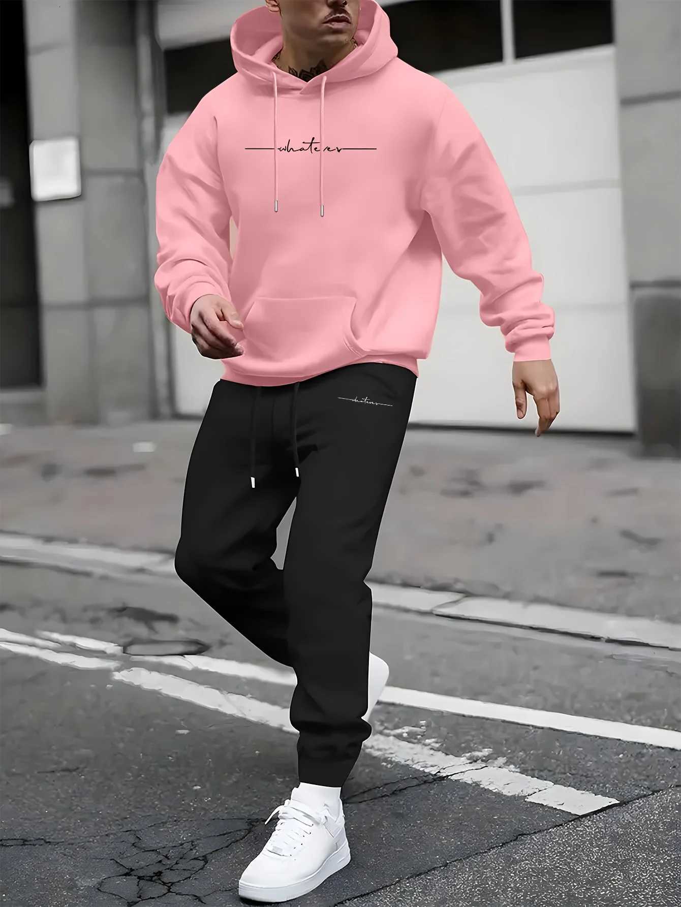 -piece set of mens fashionable new style casual hoodie and sport pants fleece-lined sport suit men clothes for men W251110