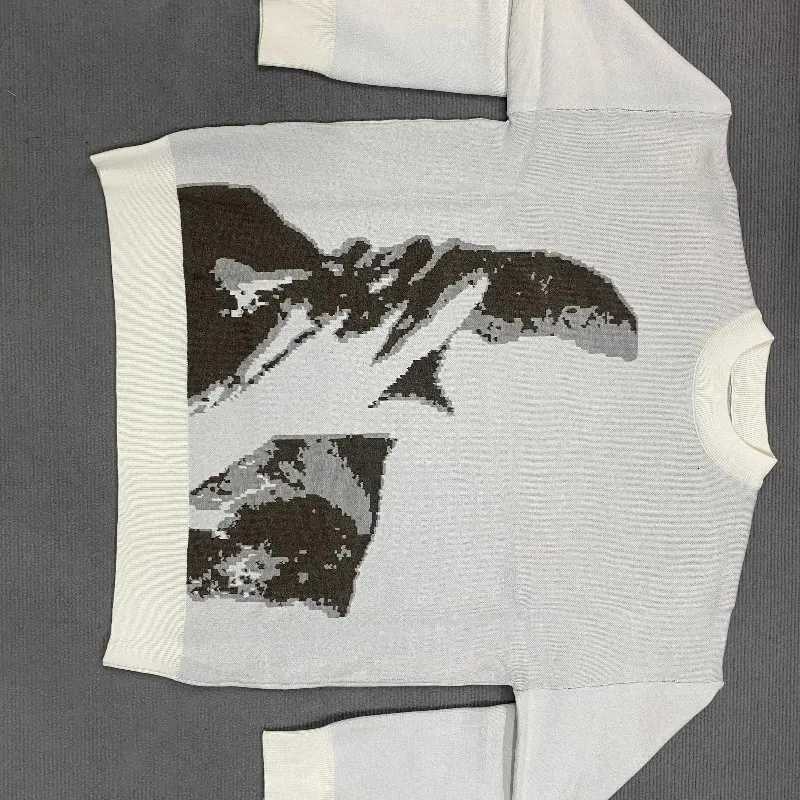 Fashion Mens Y2k Sweaters Womens Knitting Gothic Print Pattern O Neck Pullover Sweater Streetwear Girls Oversized Harajuku Knitwear Y251110