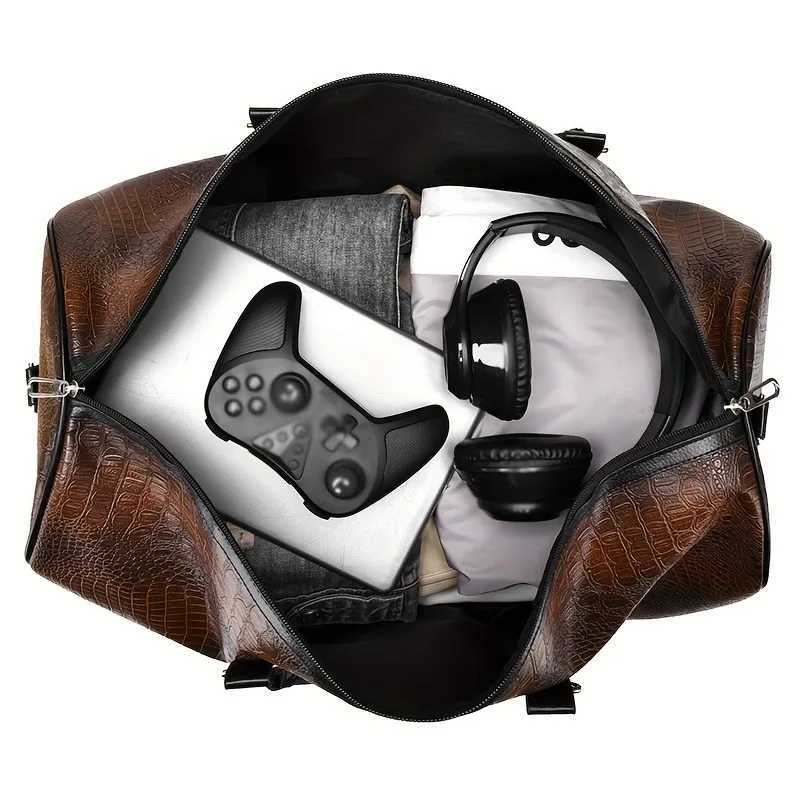 Large Capacity Retro Crocodile-Textured Travel Duffel Bag - Durable Vacation Luggage Versatile Gift for Men Women K251110