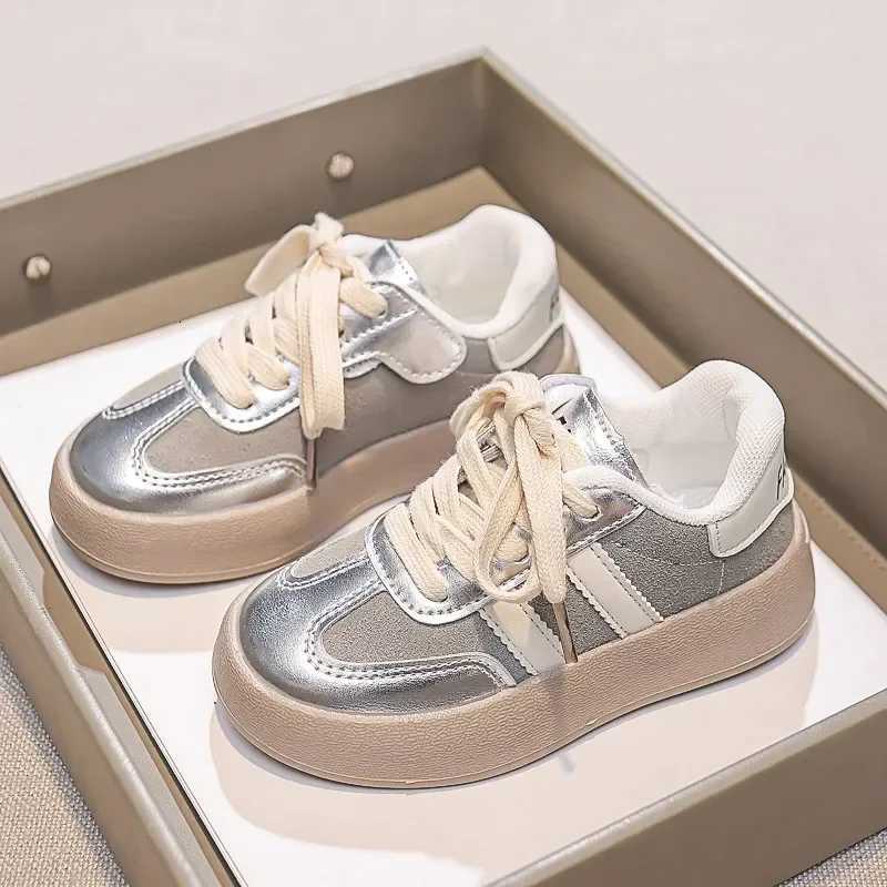 Lace Up Childrens Color Blocked Board Shoes Round Toe Sewing Thread Kids Soft Sole Thick Bottom Non Slip Outdoor Simple StyleT251110