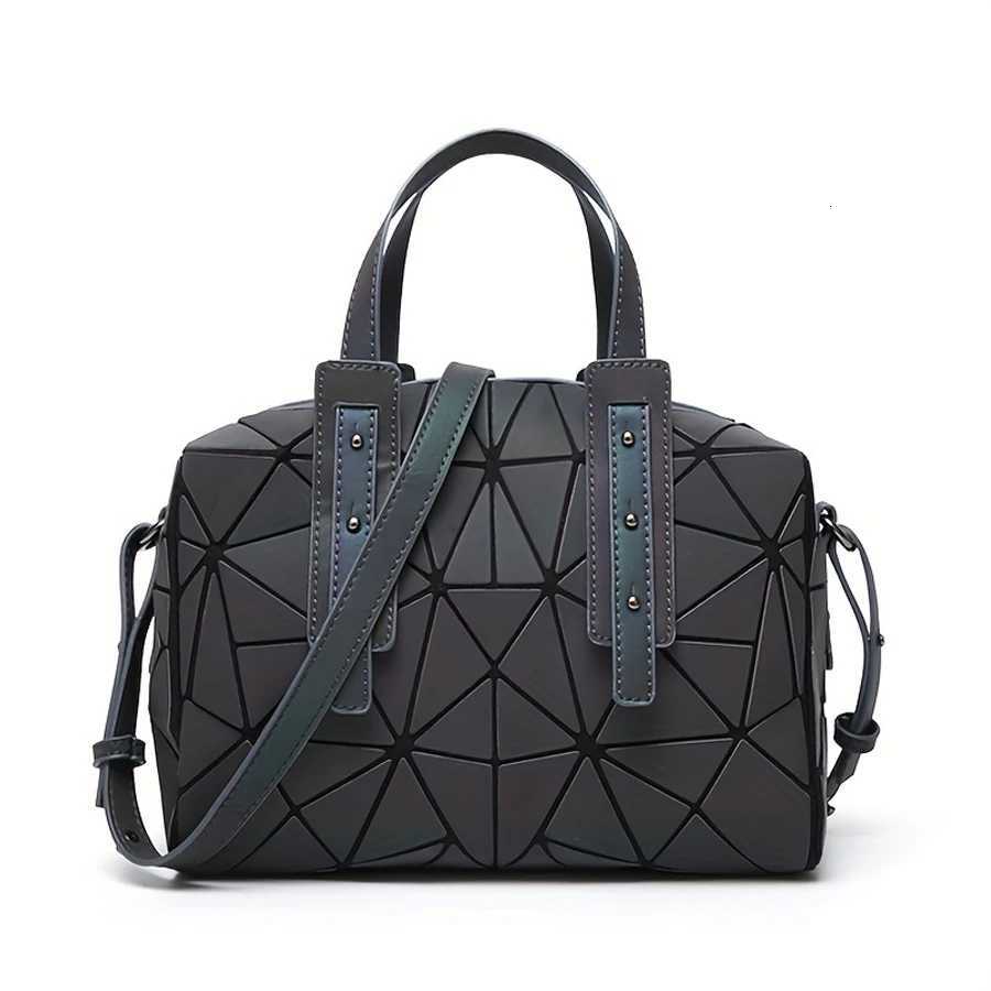 Ladies geometric diamond handbag luminous shoulder bag large-capacity Boston bag foldable women shoulder crossbody bag K251110