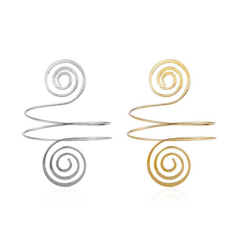 Alloy Spiral Armband Swirl Upper Arm Cuff Armlet Bangle Bracelet Egyptian Costume Accessory for Women Gold Silver ColorC250411