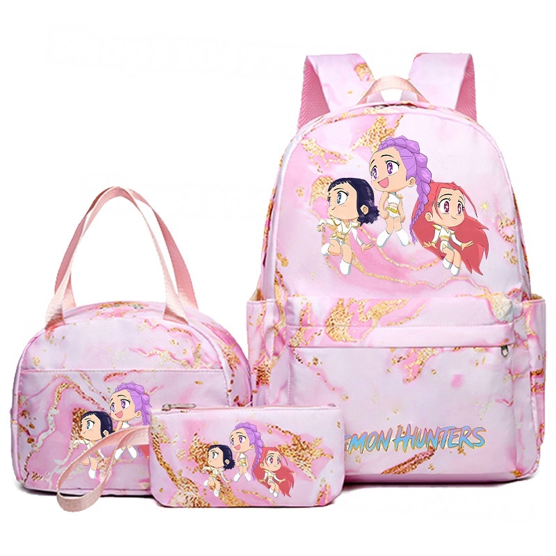 Custom 3Pcs Kpop Demon Hunters Cartoon Backpack for Girls Students Aesthetic Bookbag Large Laptop Bag for Casual Travel Daypacks