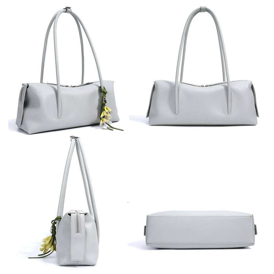 Designer Lazy Style Genuine Split Cow Leather Tote Bag Niche Crossbody Purse With Pendant Minimalist Chic Handbag For Women St251110