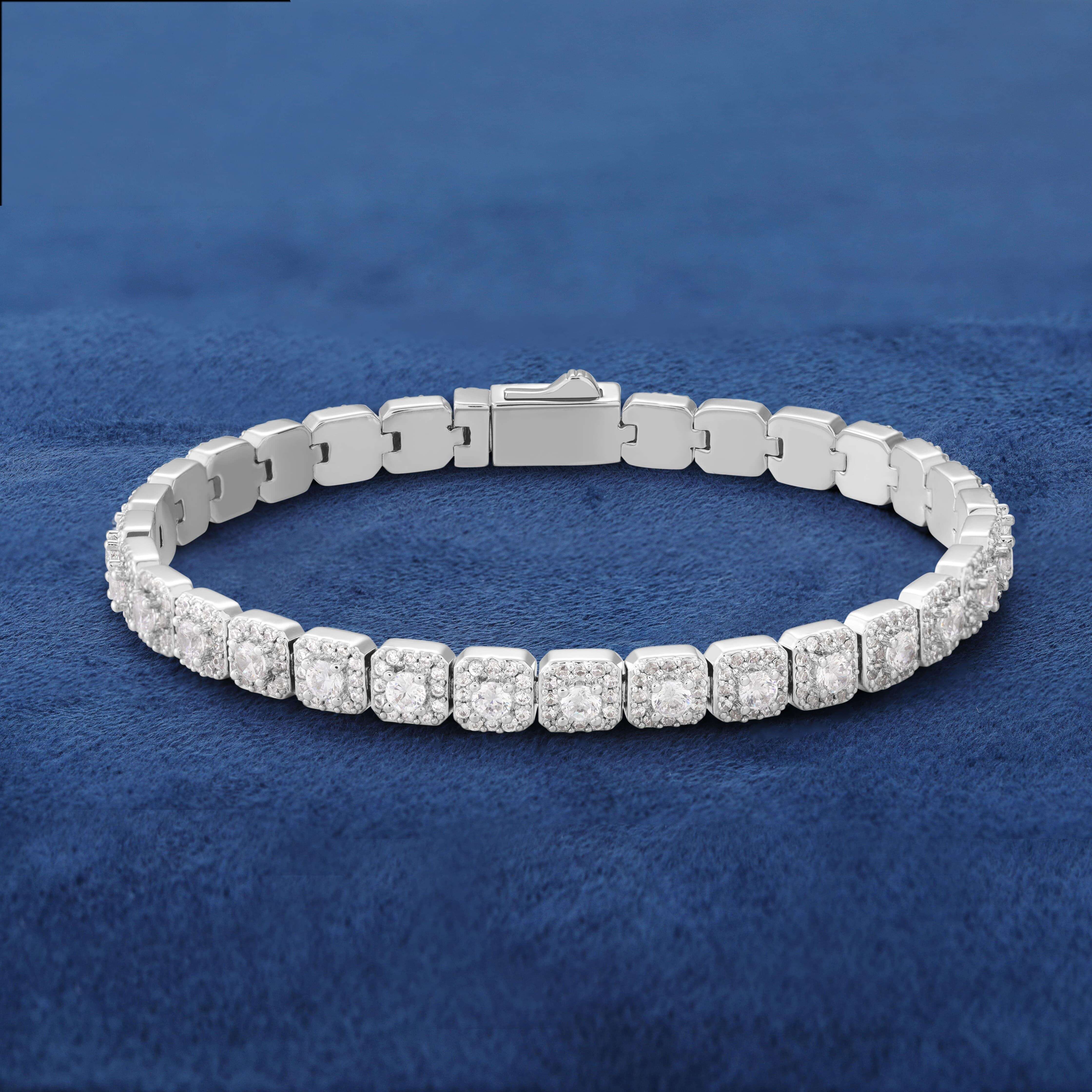 High Quality 6mm Moissanite Tennis Bracelet for Men Exquisite 925 Sterling Silver White Gold Plating Waterproof Perfect Gift