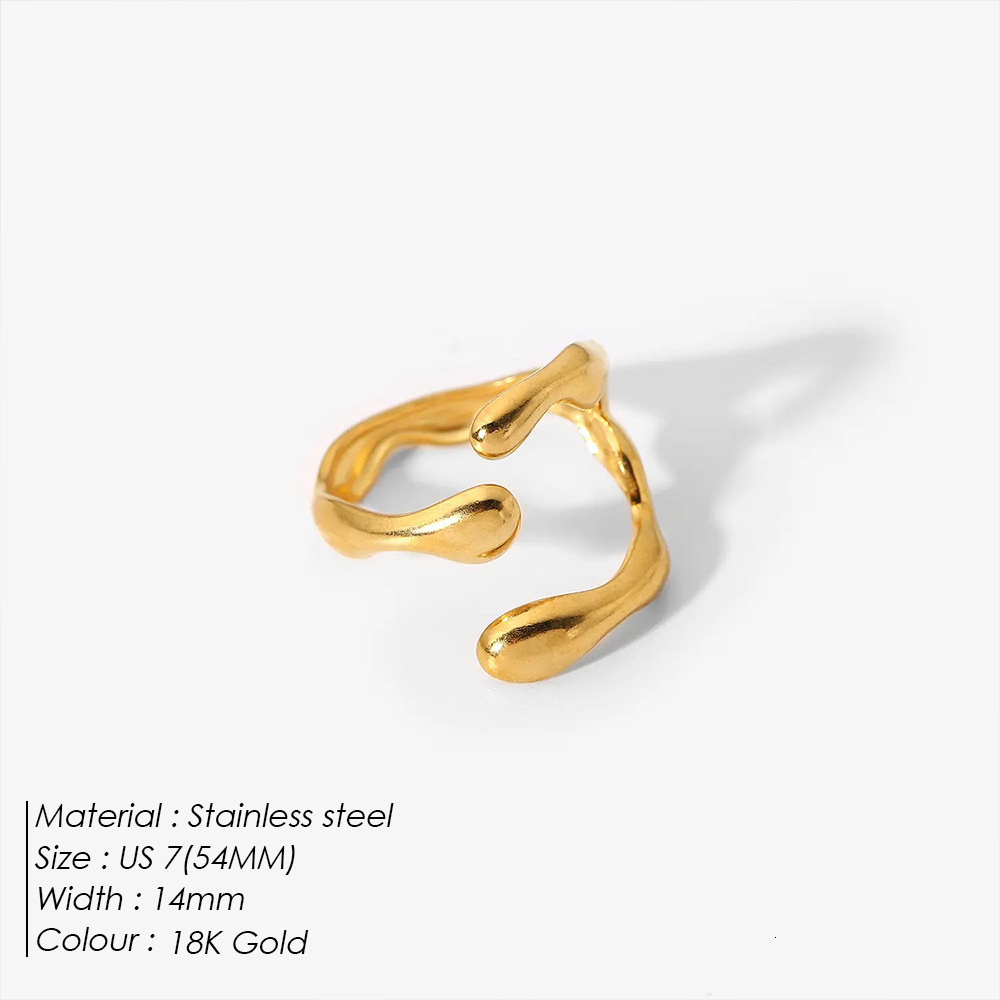 Fashion Ring Emanco Minimalist Cool Style Niche Designer Ring Design Stainless Steel Ring For Women Adjustable Open Gold-plated Ring